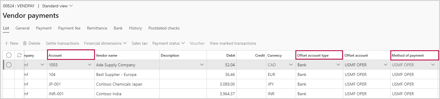 Ensure correct selections for Accounts